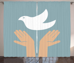 Peace Dove Flying Hands Curtain