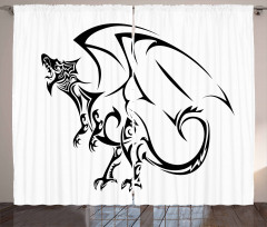 Tribal Dragon Sketch Curtain