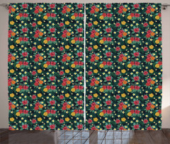 Realistic Flower Print Curtain