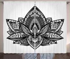 Lotus Flower Tattoo Art Curtain