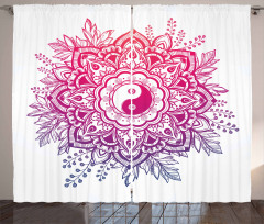 Floral Yin Yang Sign Curtain