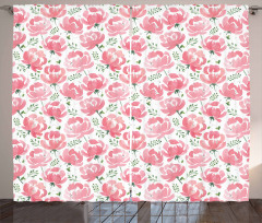 Stamped Peony Design Curtain