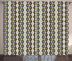 Abstract Zig Zag and Dots Curtain