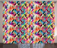 Diagonal Colorful Tile Curtain