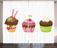 Puffy Party Cupcakes Curtain