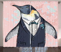 Funny Gentleman Penguin Curtain