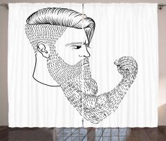 Serious Man Fist Beard Curtain