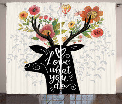 Words Deer Elk Flowers Curtain