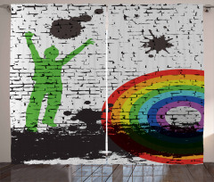 Rainbow Dart Art Curtain