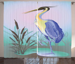 Heron with Reed Water Curtain