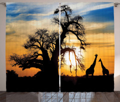 Giraffes Baobab Tree Curtain