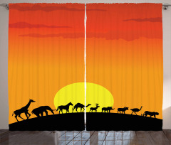 Animals Sun Silhouette Curtain