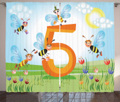 Happy Bees Making Honey Curtain