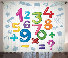 Math Signs Education Curtain