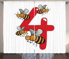 4 Hardworking Bees Curtain