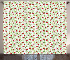 Twiggy Poppy Flowers Curtain
