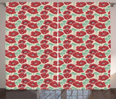 Watercolor Effect Poppy Curtain
