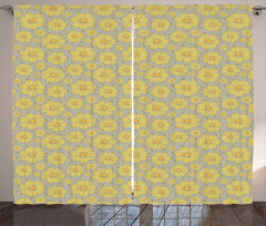 Doodle Yellow Petals Curtain