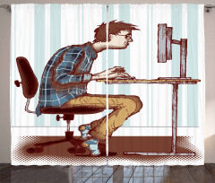 Programmer Workaholic Guy Curtain