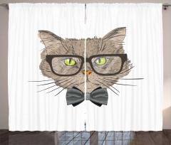 Urban Style Hipster Cat Curtain