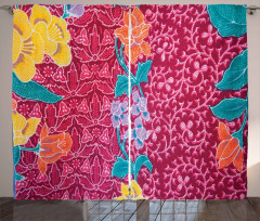 Colorful Blossoms Batik Curtain