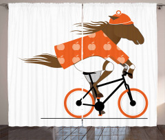 Hipster Horse Riding Bike Curtain