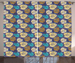 Floral Doodle Pattern Curtain