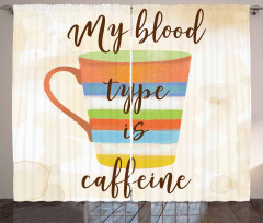 Caffeine Words Retro Mug Curtain