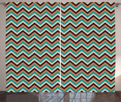 Retro Color Zigzag Line Curtain