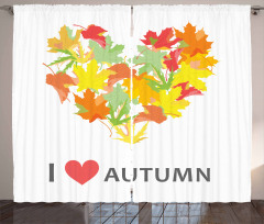 Maple Leaves with Heart Curtain