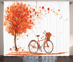 Watercolor Fall Season Curtain