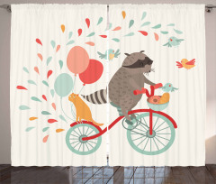 Raccoon on Bicycle Curtain