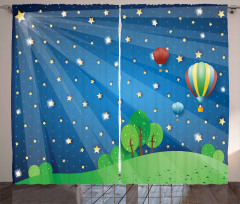 Cartoon Balloons Stars Curtain