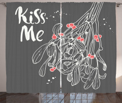 Mistletoe Sketch Noel Curtain