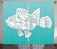Doodle Mechanic Fish Curtain