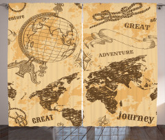 World Map Rope Knots Curtain