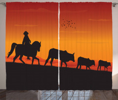 Silhouette Farm Cow Herd Curtain