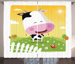 Happy Cartoon Cow Ranch Curtain