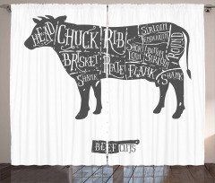 Hand-Drawn Butcher Cuts Curtain