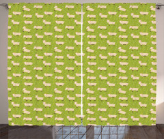 Goats on Green Field Curtain