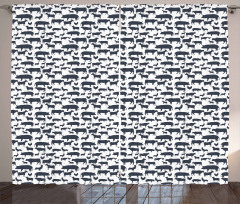 Silhouette Farm Animals Curtain
