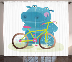 Hippo Child with Bicycle Curtain