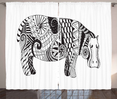 Hippo Geometric Ornament Curtain