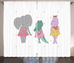 Elephant Girl Polka Dress Curtain