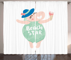 Girl Ice Cream Swimsuit Curtain