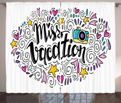 Miss Vacation Doodle Curtain