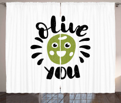 Olive You Funny Grunge Curtain