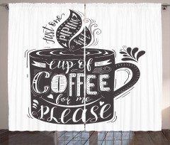 Texts Coffee Cup Curtain
