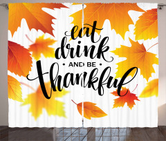 Autumn Thanksgiving Text Curtain