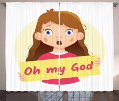 Surprised Cartoon Girl Curtain